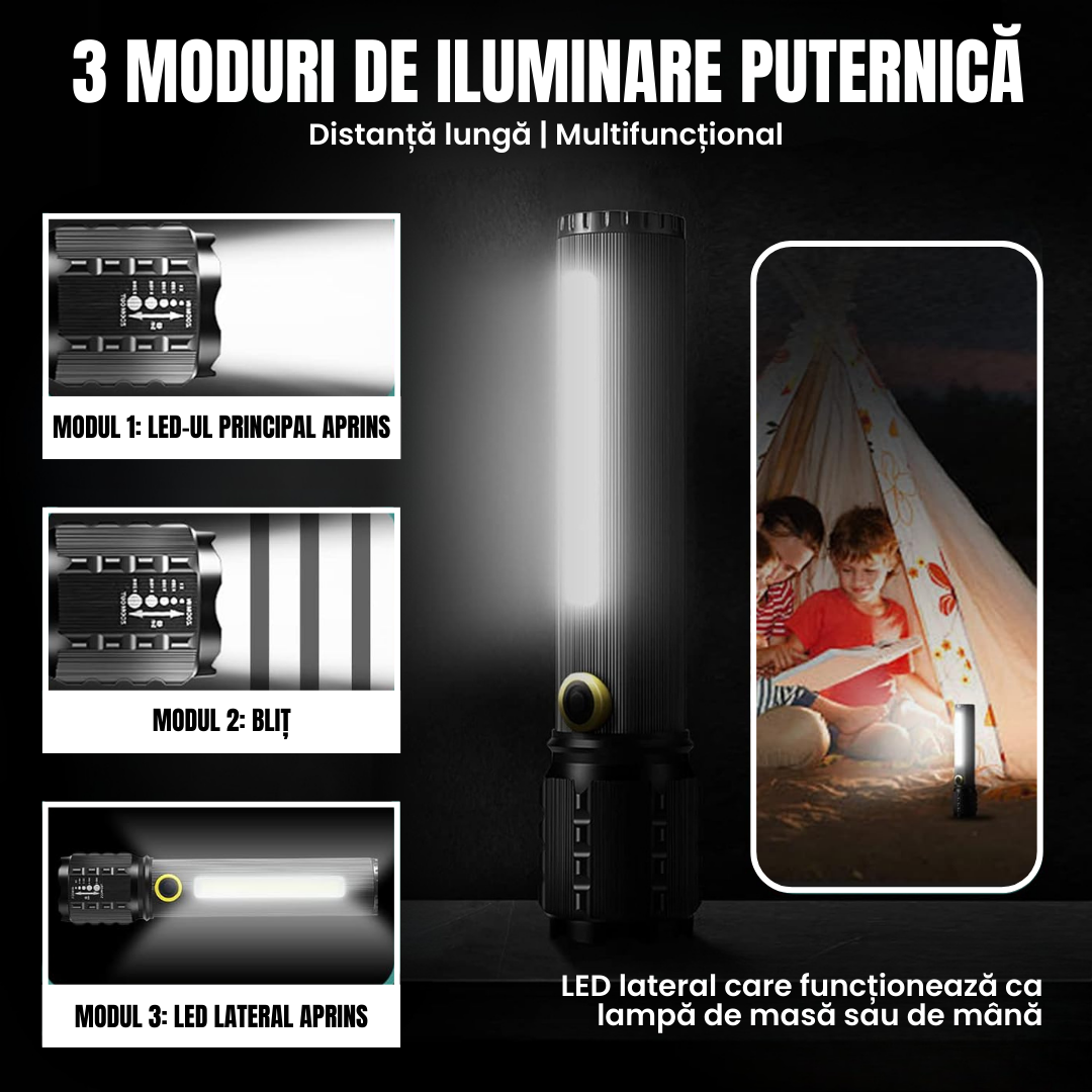 Set Lanternă Tactică cu Laser GERMANĂ + Cutie + Baterie Extra Gratuită – TitanLux™