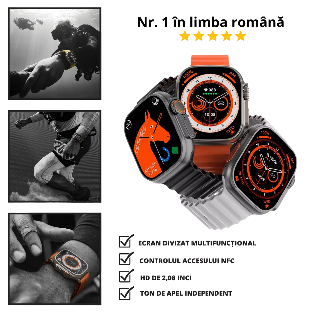 Smartwatch Ultra Pro cu 2 curele GRATUITE