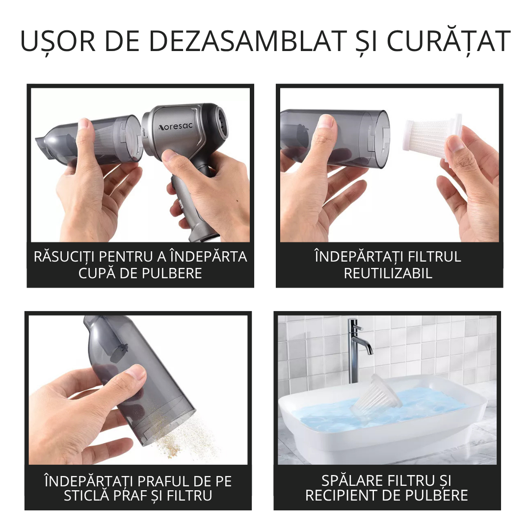 Aspirator Portabil 3 în 1: Ideal pentru Mașină, Casă, Birou și altele - PowerMax