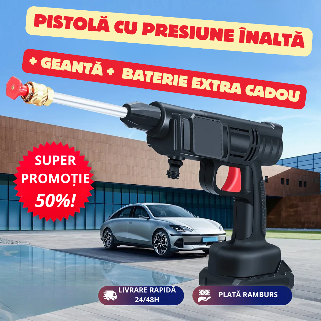 WaterJet™ - Aparat de Spălat cu Presiune + Geantă + Baterie EXTRA GRATUITĂ