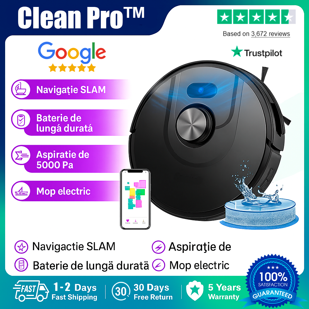 Aspirator Robot Inteligent 3 în 1 CleanPro™ - V800 2025