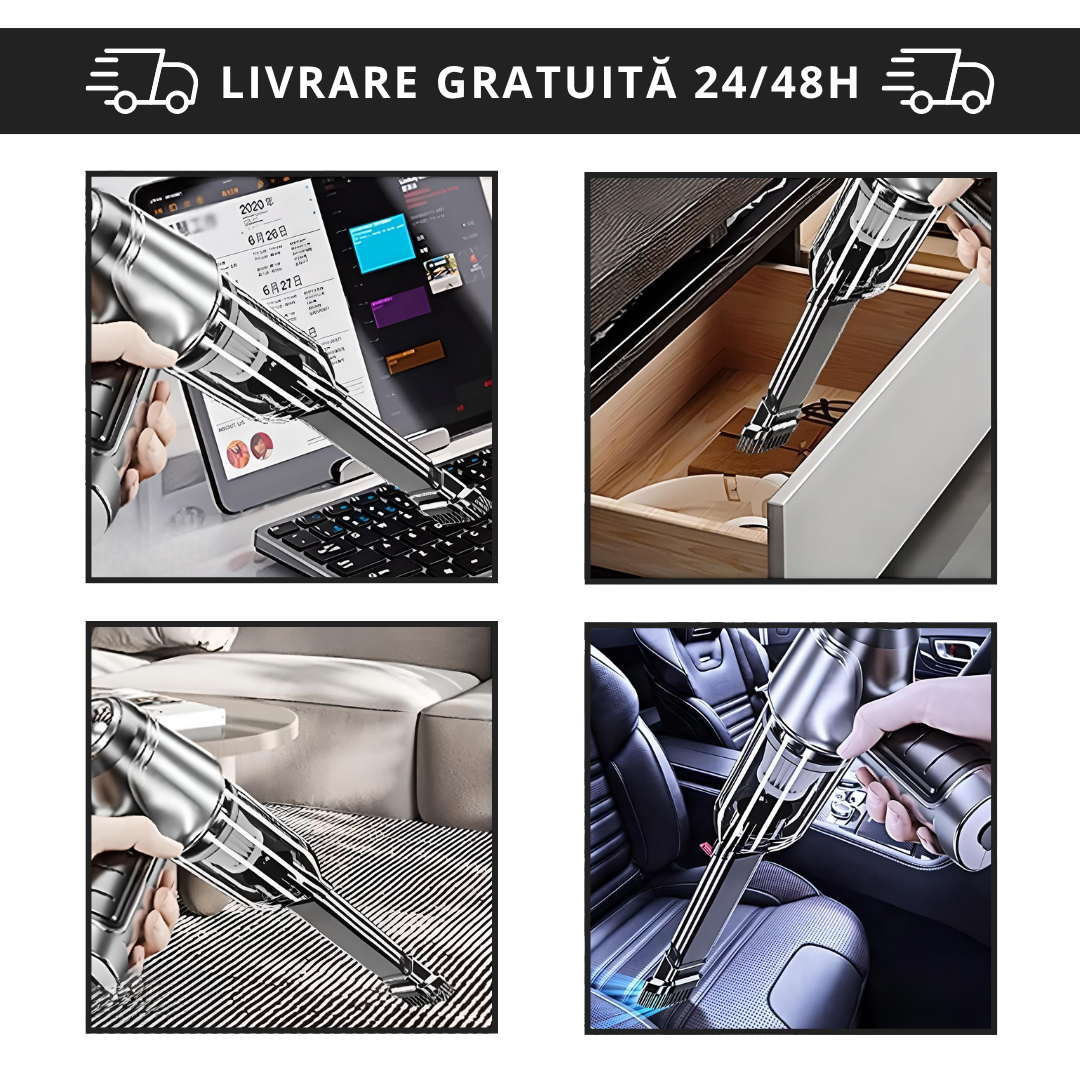 Aspirator Portabil 3 în 1: Ideal pentru Mașină, Casă, Birou și altele - PowerMax