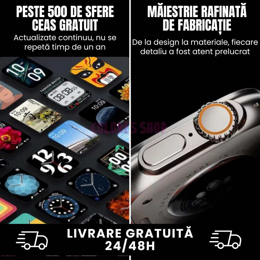 Smartwatch Ultra Pro cu 2 curele GRATUITE