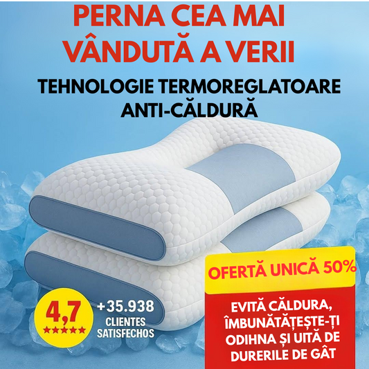 PERNĂ VASCOELASTICĂ ANTI-CĂLDURĂ ȘI ÎMPOTRIVA DURERILOR DE GÂT- ViscoPro™