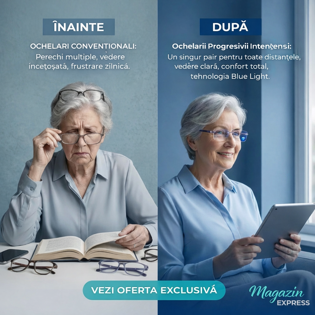 Ochelari Progresivi Inteligenți Ray™ (Vedere clară de aproape, intermediară și la distanță într-o singură pereche) Fără dioptrii | Husă din piele inclusă | 30 de zile de testare garantată